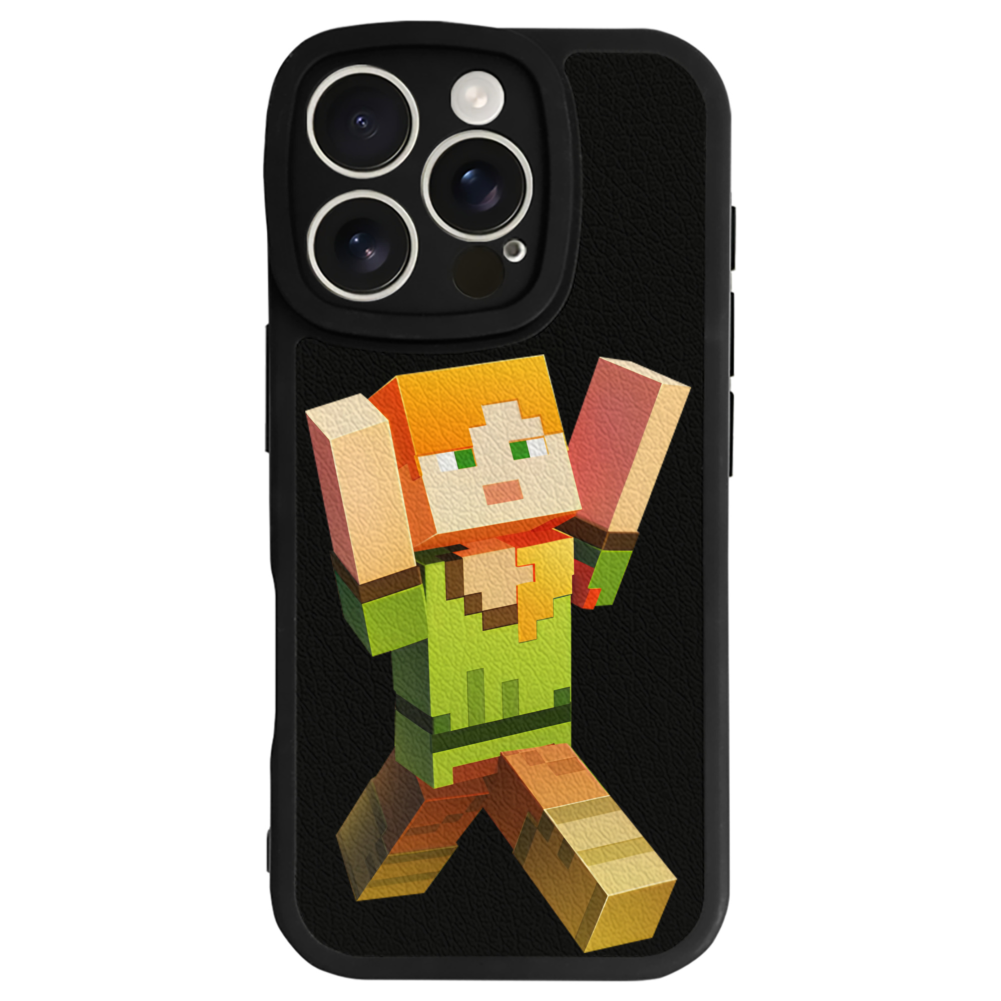 （画像用） マインクラフト ブロックの世界 Minecraft MC Block world 【iPhone 16シリーズ対応】シリコンスマホケース（レザー調） 材質：シリコン